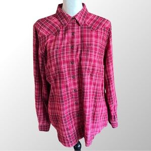 Ariat Shirt Women’s Large Red Plaid Relaxed Fit‎ Western Button Down Long Sleeve
